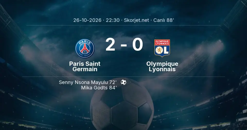 CANLI GOL | Paris Saint Germain 2-0 Olympique Lyonnais - Mika Godts (84. dakika) CANLI GOL | Paris Saint Germain 2-0 Olympique Lyonnais - Mika Godts (84. dakika)