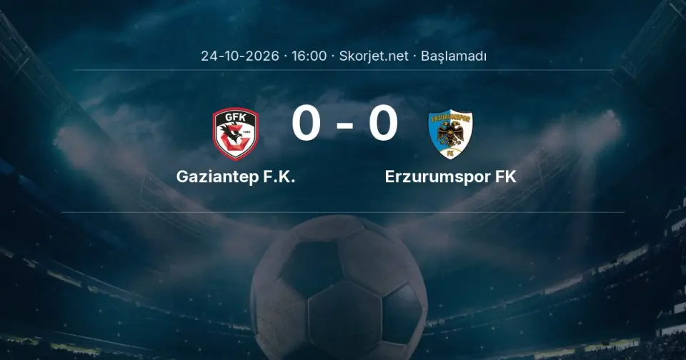 Gaziantep F.K. - Erzurumspor FK Maçı Öncesi Kadrolar ve Maç Bilgileri Gaziantep F.K. - Erzurumspor FK Maçı Öncesi Kadrolar ve Maç Bilgileri