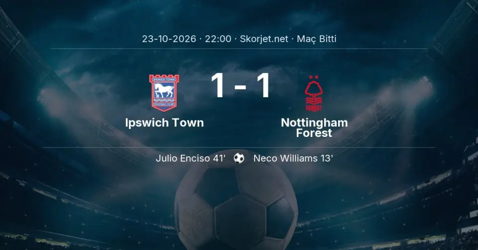SONUÇ | Ipswich Town - Nottingham Forest: 90 Dakika Tamamlandı (1-1) SONUÇ | Ipswich Town - Nottingham Forest: 90 Dakika Tamamlandı (1-1)